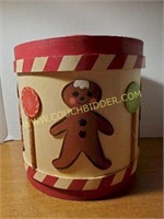 Wood Christmas  Canister. 9.5" x 8"