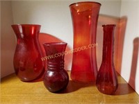 Assorted Red Vases