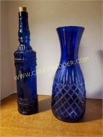 Cobalt Blue  Vase and Bottle