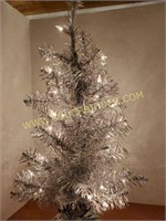 Vintage  Silver Christmas  Tree w/ Lights 26"