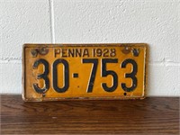 1928 Pennsylvania License Plate Tag 30-753 Penna