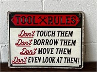 Tool Rules metal sign