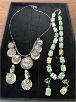 2 vintage necklace & clip on earring sets