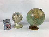 2 petits globe terrestre de bureau, vintage