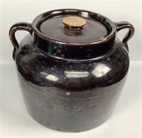 Vintage Double Handle Stoneware Bean Pot