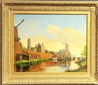 Dutch Landscape Oil on Canvas Painting