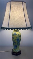 Vintage Colorful Yellow & Floral Table Lamp