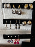 8 clip on earrings vintage costume jewelry