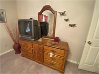 Wood Dresser 66"L x 18"W x 31"H w/Mirror