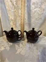 2 MINI TEAPOT WITH TEACUP FOR ONE - BLACK