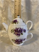 BEAUTIFUL PANSIES - TEAPOT/CUP FOR ONE
