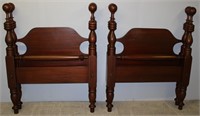 pair solid mahogany cannonball twin beds