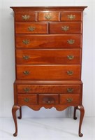 Statton solid cherry shell carved flat top highboy