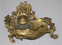 vintage cast brass inkwell