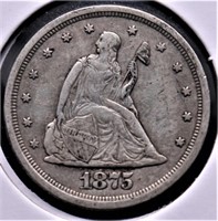 1875 S 20 CENT PIECE  AU NICE COIN