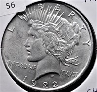 1922 PEACE DOLLAR CHOICE BU