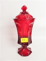 FOSTORIA RUBY RED"COIN" URN W/COVER