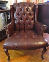 LEATHER ARM CHAIR-TUFTED SEAT & BACK