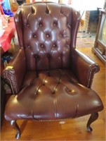 LEATHER ARM CHAIR-TUFTED SEAT & BACK