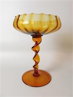 AMBER GLASS COMPOTE