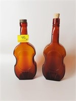 (2) BROWN VIOLIN TYPE BOTTLES