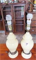 PAIR OF YELLOW TABLE LAMPS