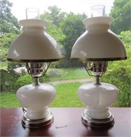 PAIR OF WHITE LAMPS