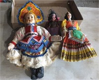 TWO INTERNATIONAL DOLLS & PAPOOSE DOLL