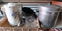 COFFEE POT, WEST BEND BOTTLE SANITIZER, AND MORE