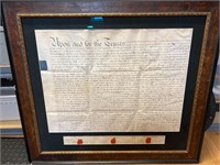 1700 or 1800 large UK doc w/intact wax seal framed