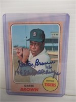1968 Topps Tigers Gates Brown Signed Baseball