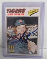 1977 Topps Tigers Jason Thompson Signed Baseball