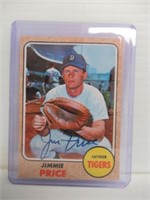 1968 Topps Tigers Jimmie Price Signed Baseball