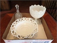 BELL AND (2)PCS OF MILK GLASS