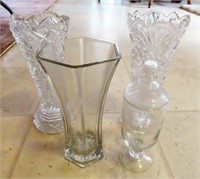 (3) VASES AND CANDY DISH