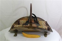 Vintage Brass Claw Foot Firewood Basket
