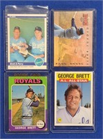 *ROOKIE 1975 GEORGE BRETT & (3) GEORGE BRETT CARDS