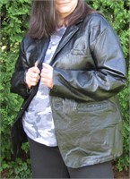 Black Leather Coat, Size XXL