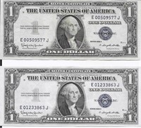 (2) $1 Silver Certificates, Series 1935H