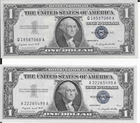 (2) $1 Silver Certificates, 1957A ~ Crisp & Clean