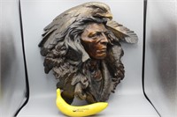Native American Bronze Bust by Dan Garrett, 1989