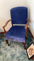 Blue velvet arm chair