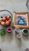 Fruit basket and glass items