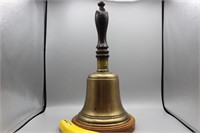 Imposing Antique Brass Bell w/Wood Base