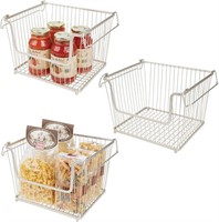 Three(3) Stackable Metal Storage Organizer Baskets
