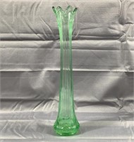 14" Green Stretch Glass Vase