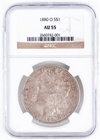 Coin 1880-O Morgan Silver Dollar, NGC AU55