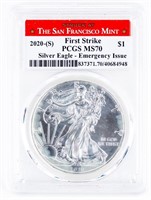 Coin 2020-S 1st Strike, Silver Eagle,PCGS MS70