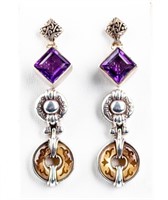 Jewelry 2 Pair Sterling Silver & Stones Earrings