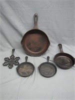 5pcs Collectible Assorted Cast Iron Pans